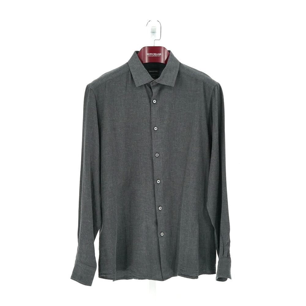 Zegna Solid Grey CashCo Dress Shirt - Size XL (IT)
